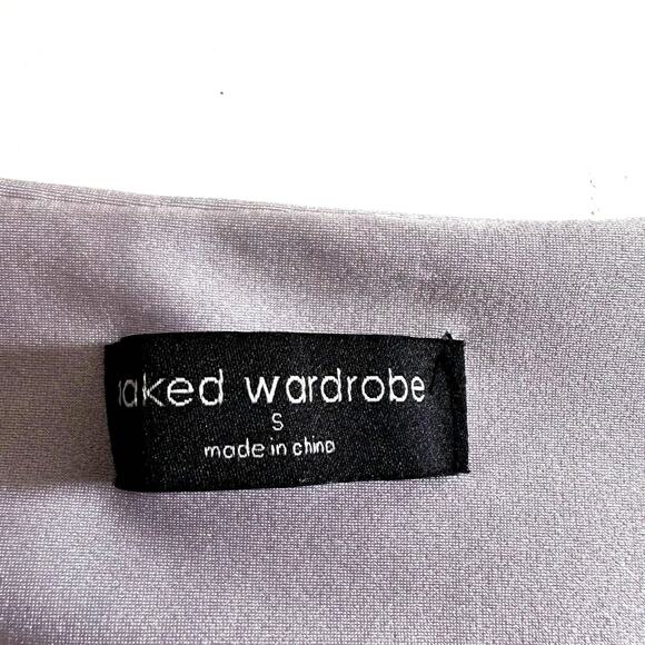 Naked Wardrobe New Women's V Neck Shine Bodycon Midi Dress Lavender Small - Picture 8 of 10